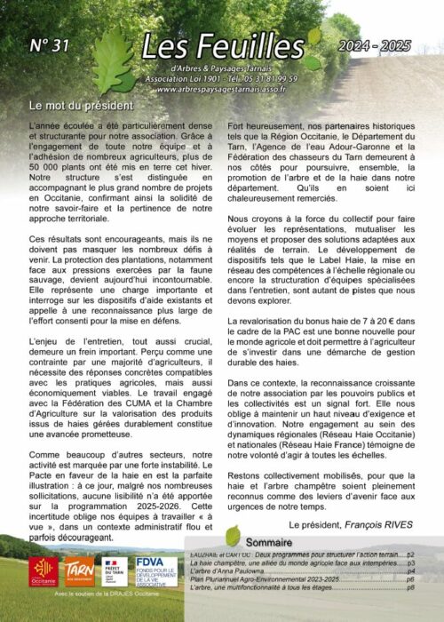 Journal Les Feuilles Arbres et Paysages tarnais